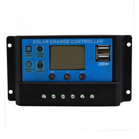 Regulador Solar RS 10A 12/24V Pantalla LCD y USB