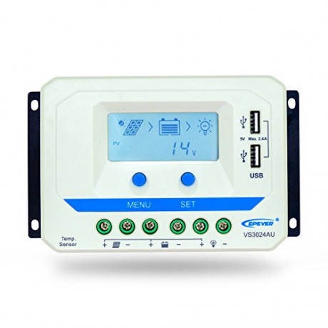 Regulador Solar RS 30A 12/24V Pantalla LCD y USB