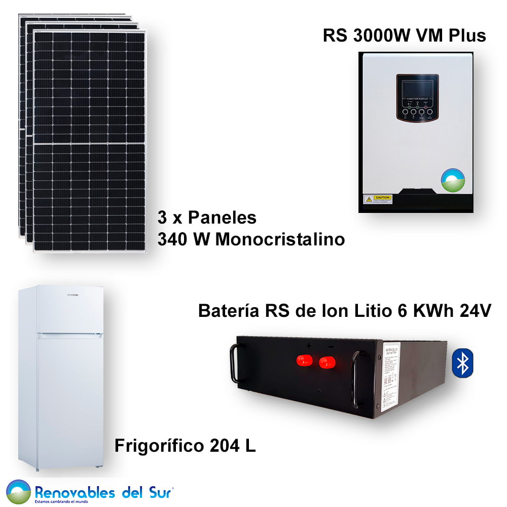 Kit solar 3000w con frigorífico RS