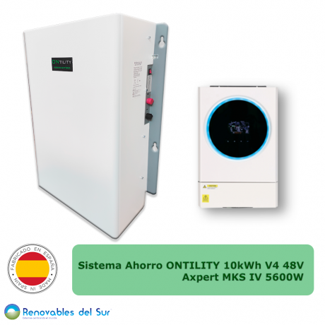 Saving system with storage, Ontility EB 10 kWh V4 battery at 48V and Axpert MKS IV 5600W inverter - Renovables del Sur