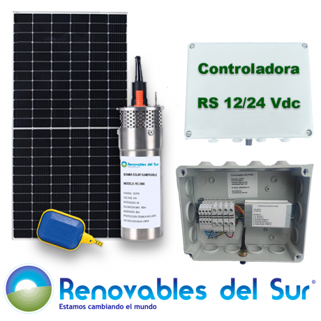 Kit  bombeo solar RS con la bomba 2460, panel Ulica, controladora RS PWM y sensor flotador - Renovables del sur